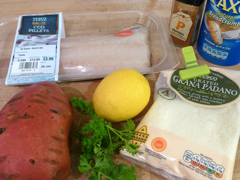 Ingredients for healthy fish and chips