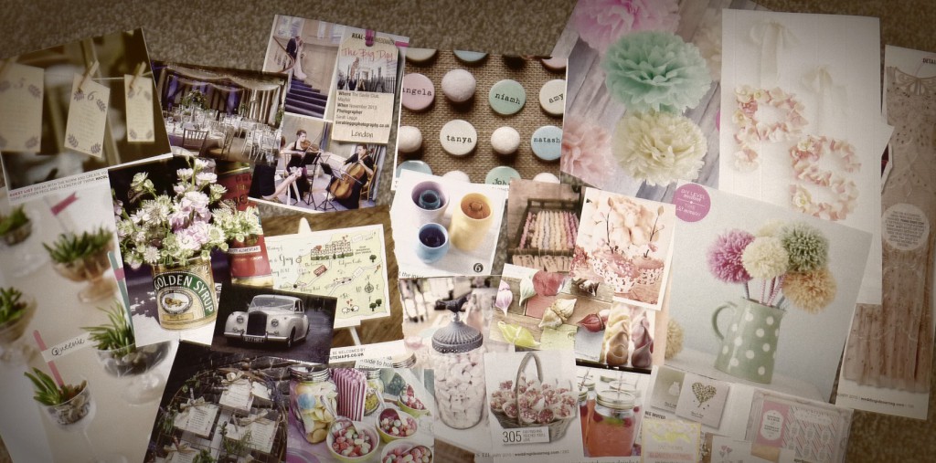 Magazine clippings wedding mood board