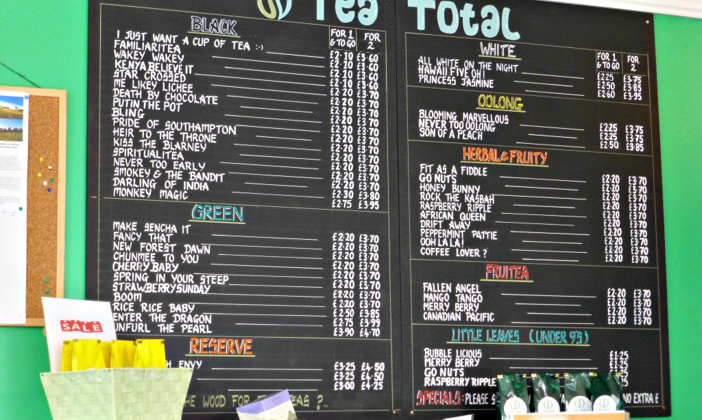 Tea Total teas menu