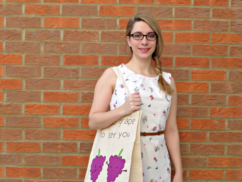 Primark flower butterfly dress with grape bag