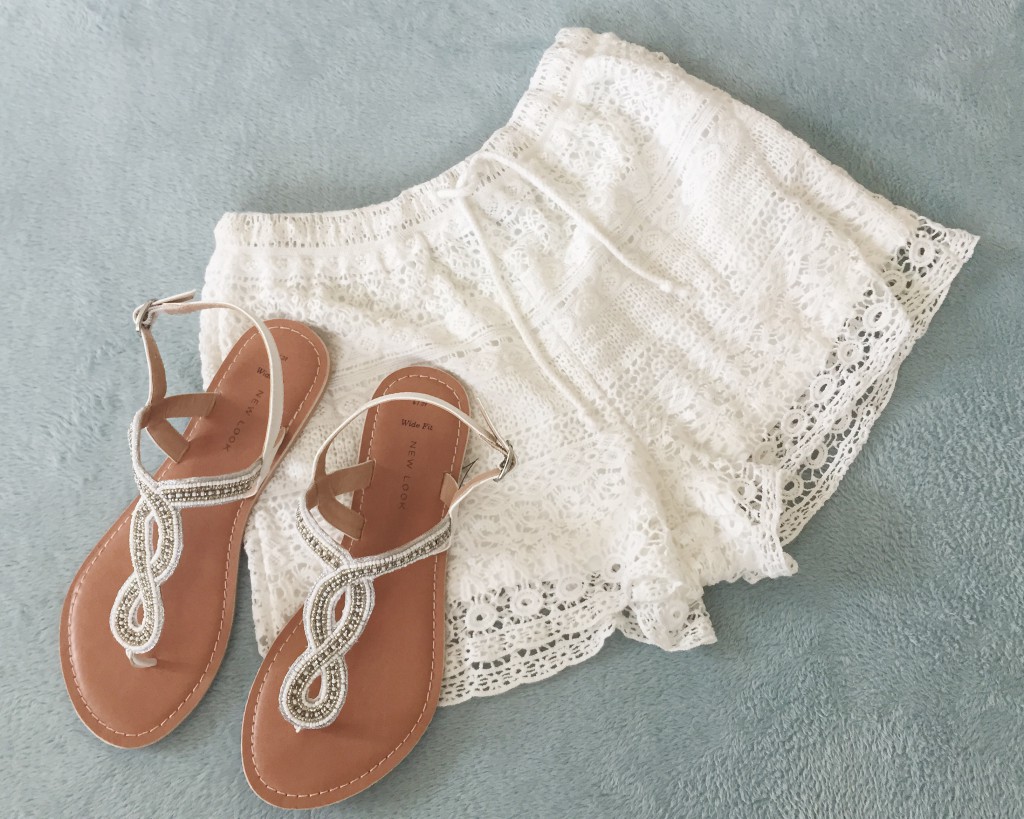 New Look crochet beach shorts and sandals