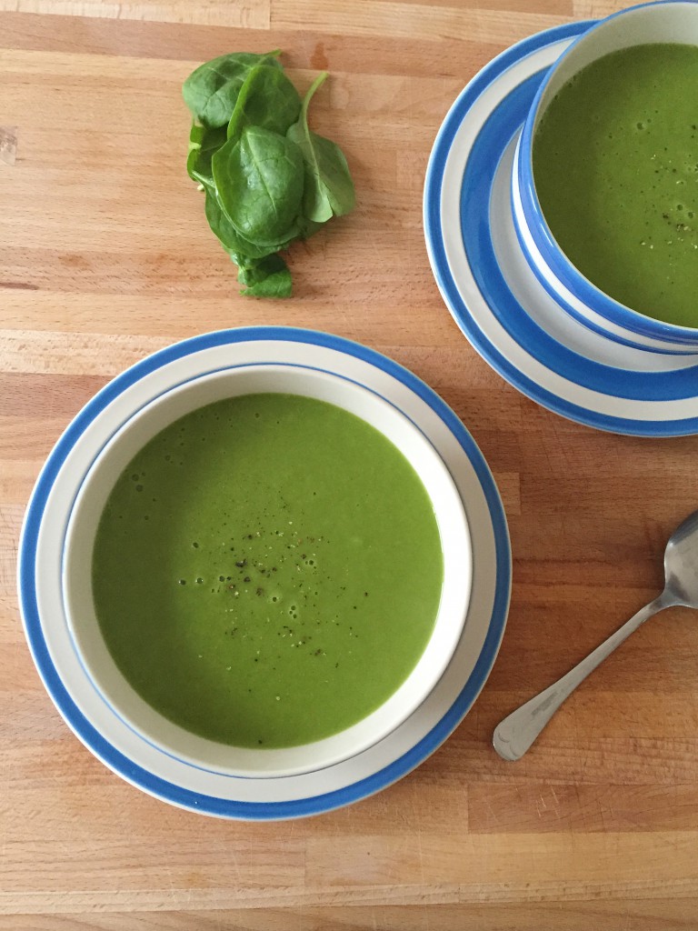 Spring spinach and vegetable soup