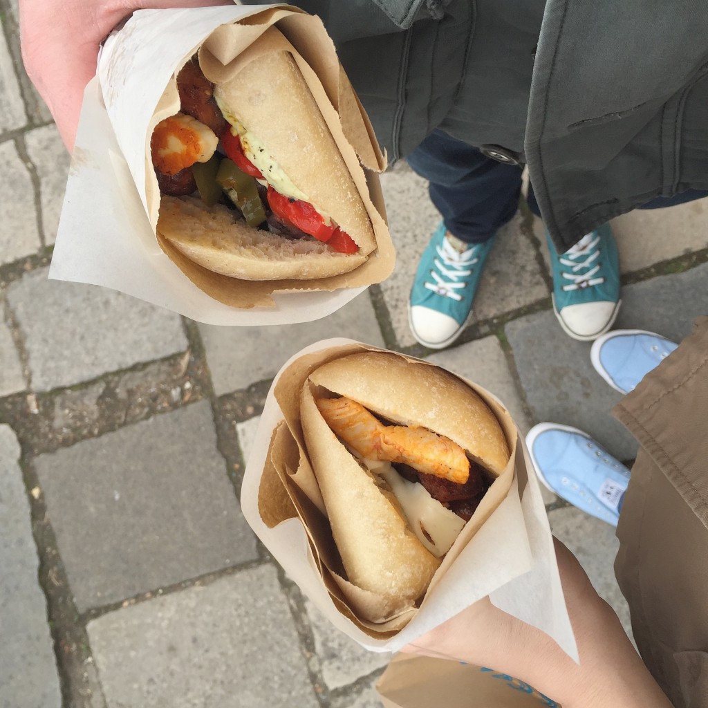 The Ciabatta Man halloumi and chorizo for him and chicken, chorizo and mozzarella for me