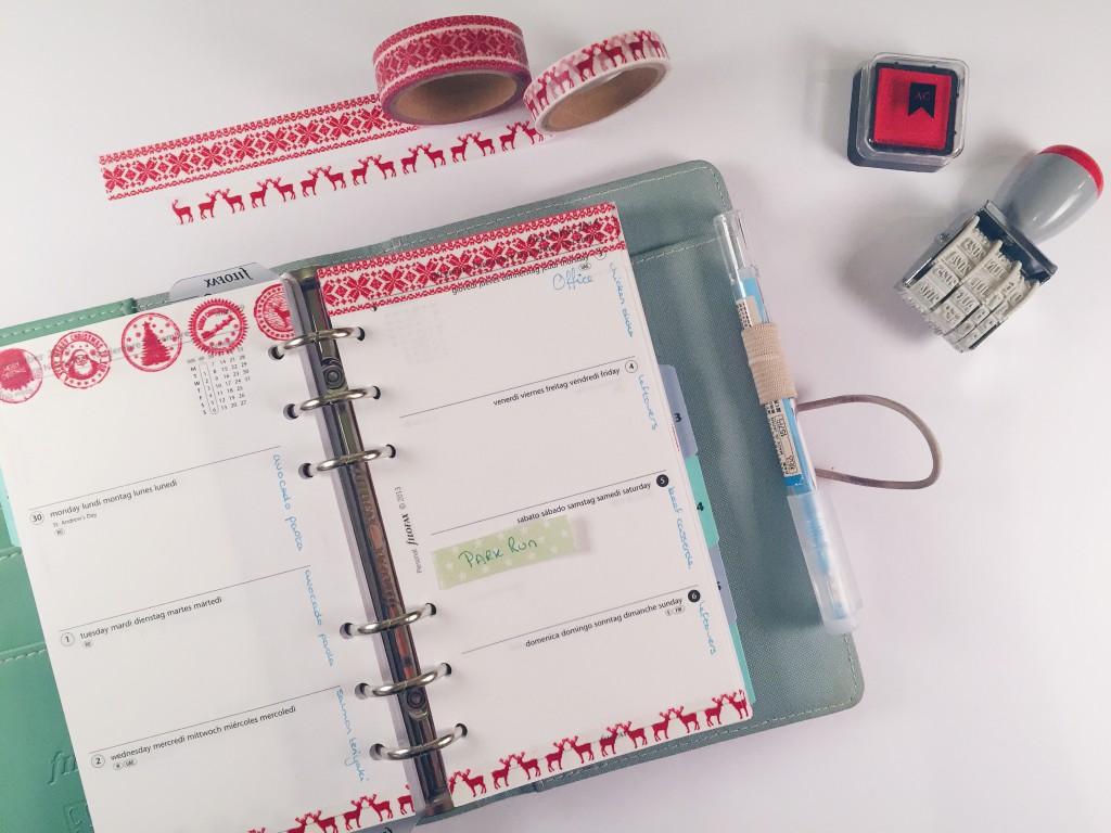 Filofax planner insert Christmas washi tape