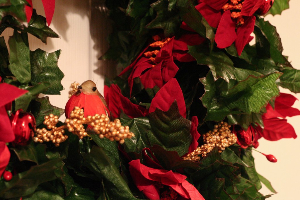 Christmas wreath robin