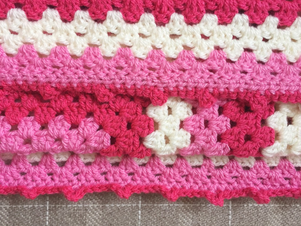 Granny Square Crochet Blanket in pinks and creams