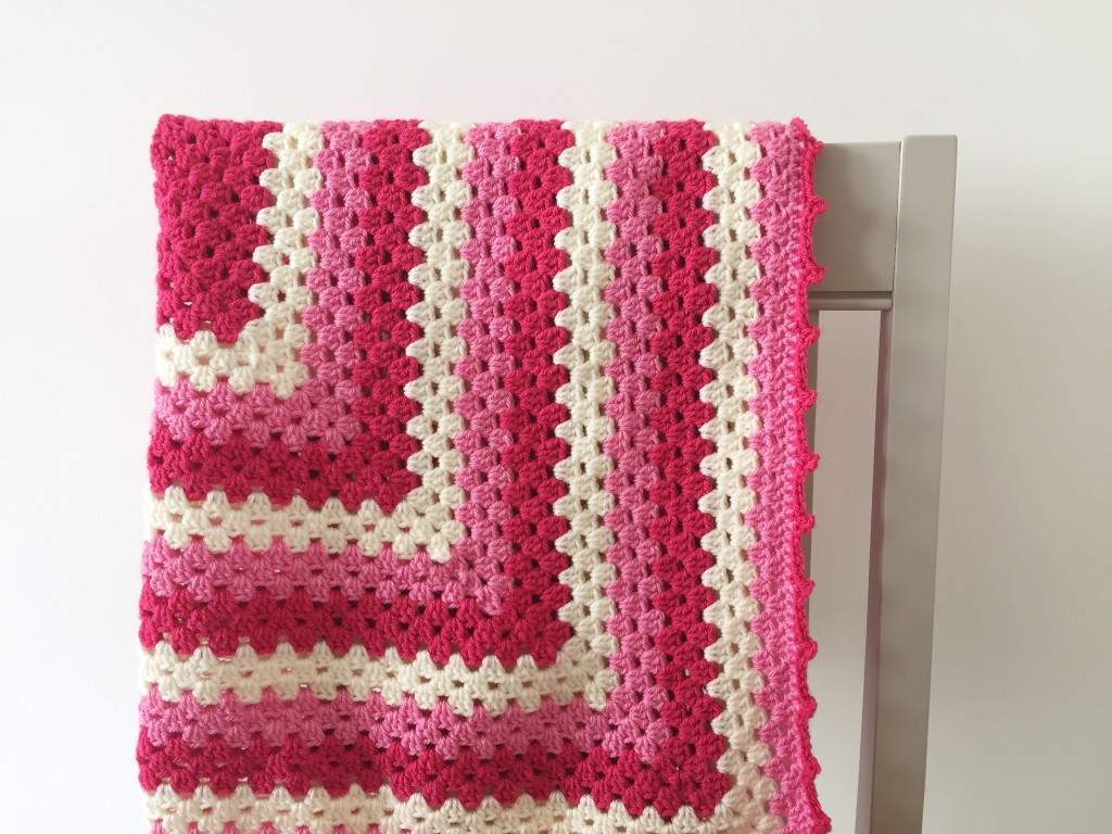 Granny Square Crochet Blanket in pinks and creams
