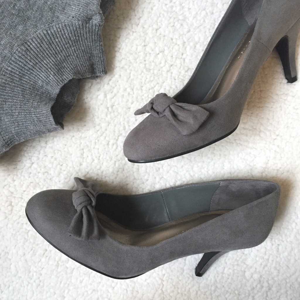 Grey bow heels Marks and Spencer