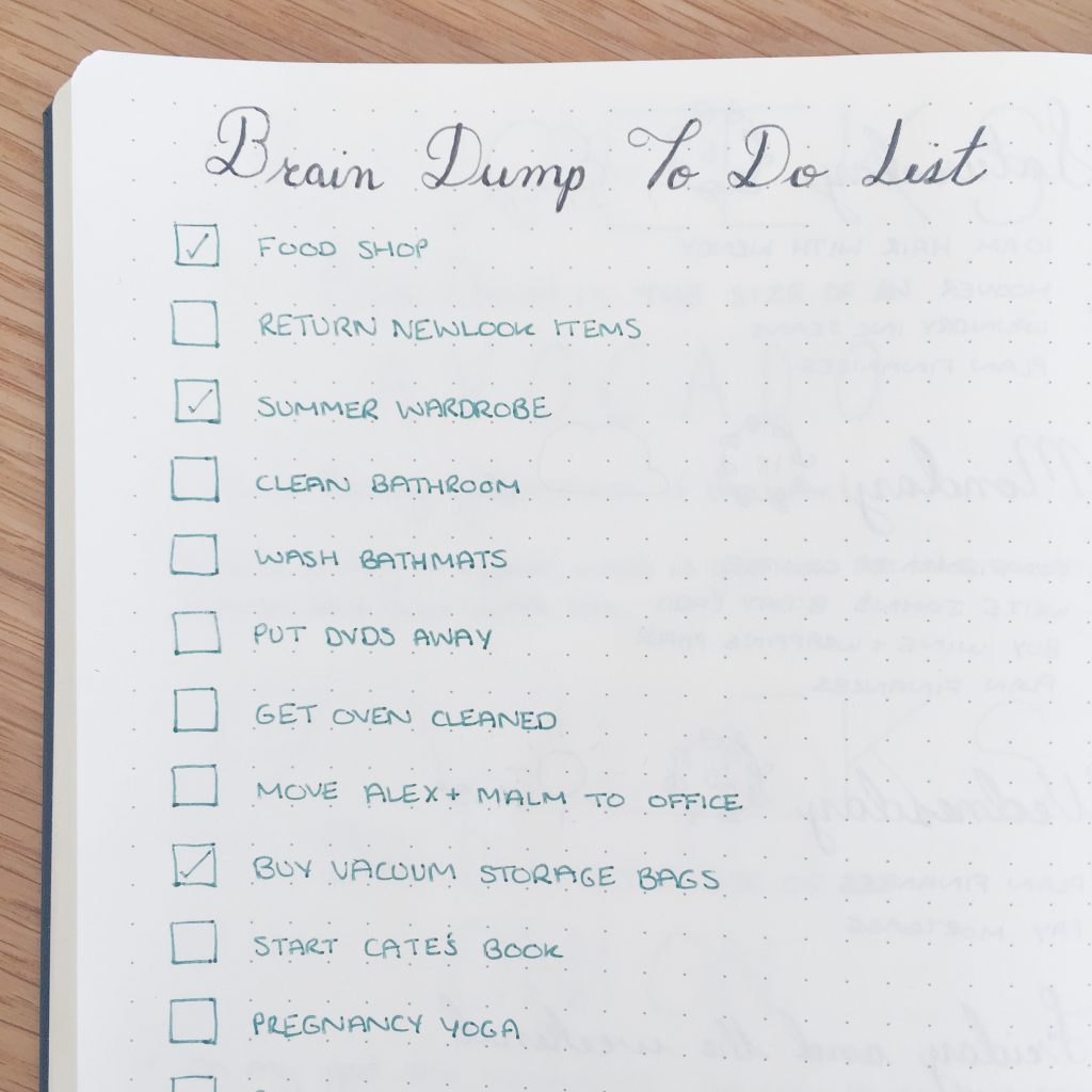 Brain dump to do list