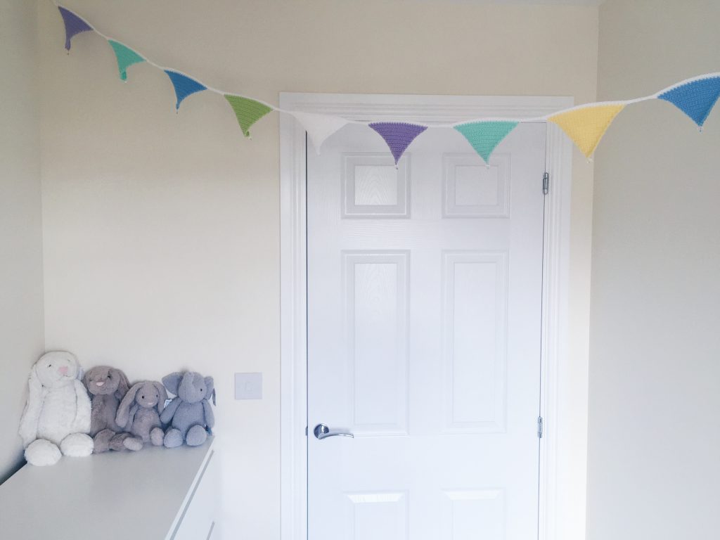 Crochet bunting in nursery