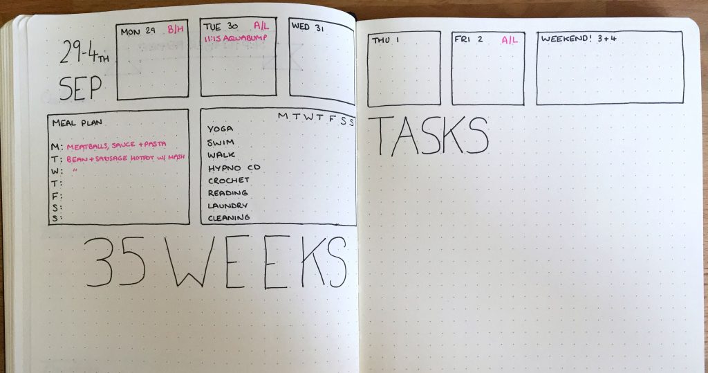 Bullet Journal weekly spread