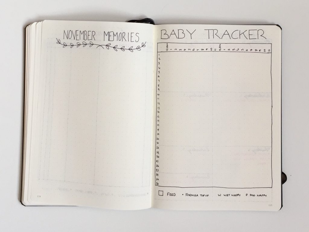 baby tracker bullet journal