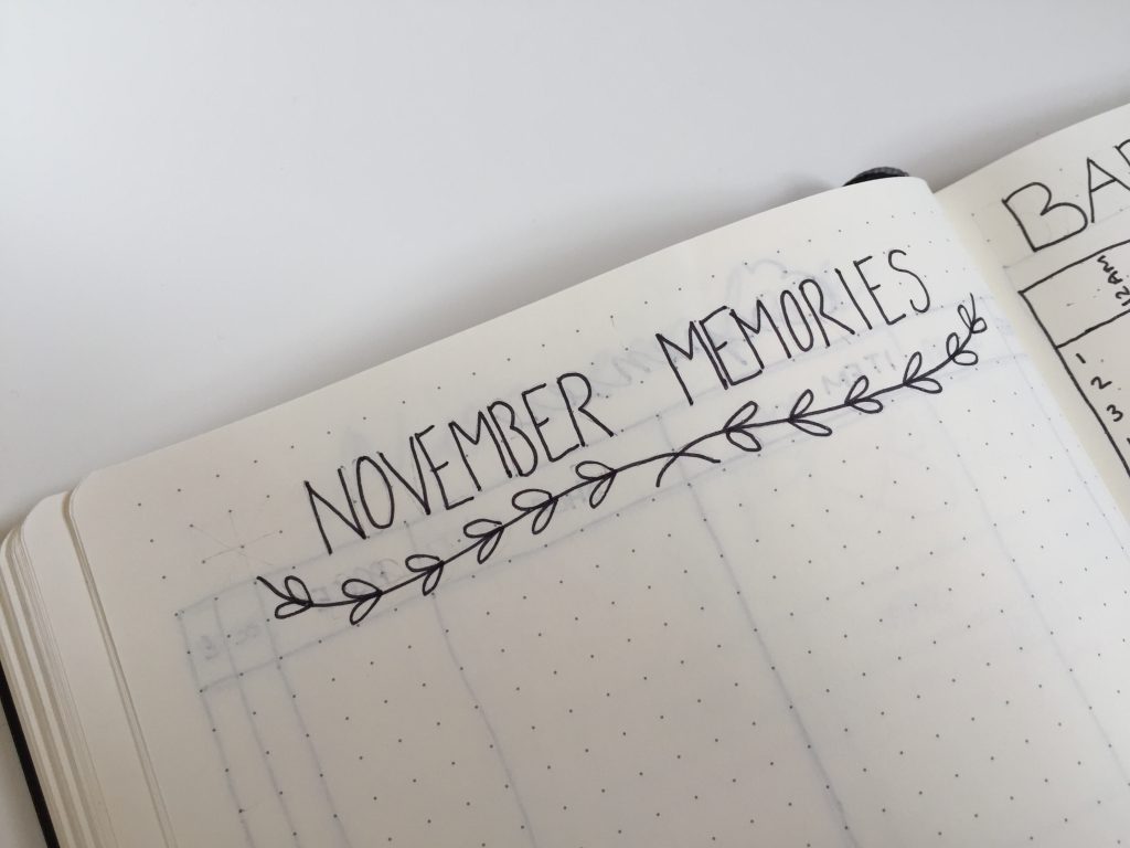 November memories bullet journal spread