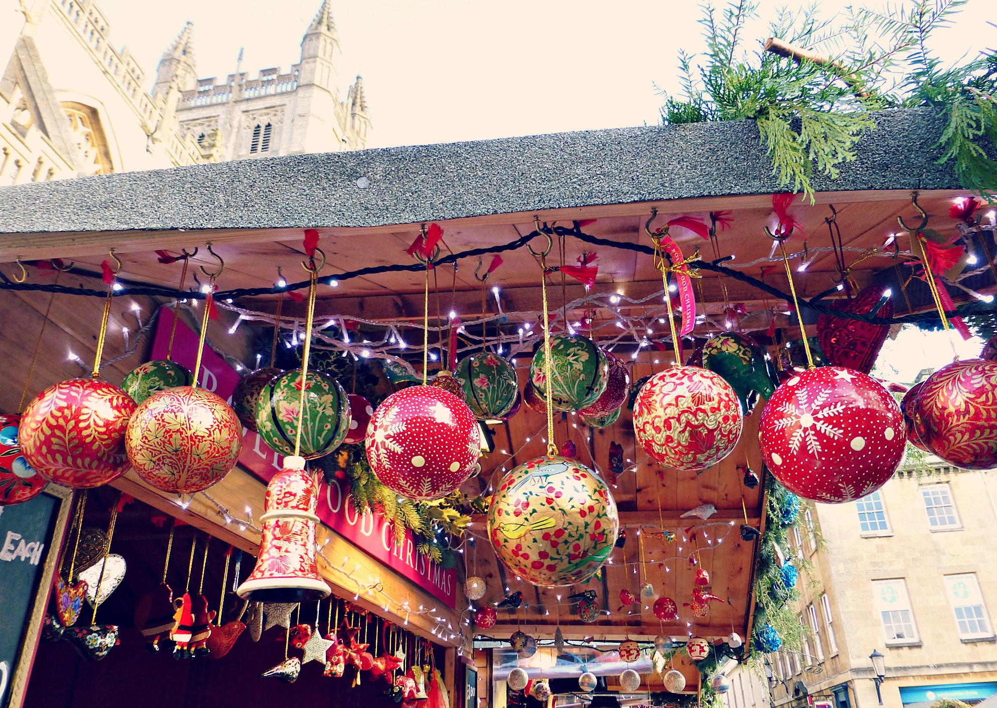 Baubles at one of the market huts