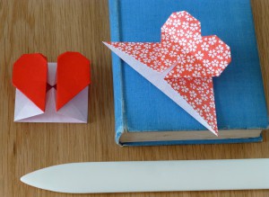Origami heart bookmark