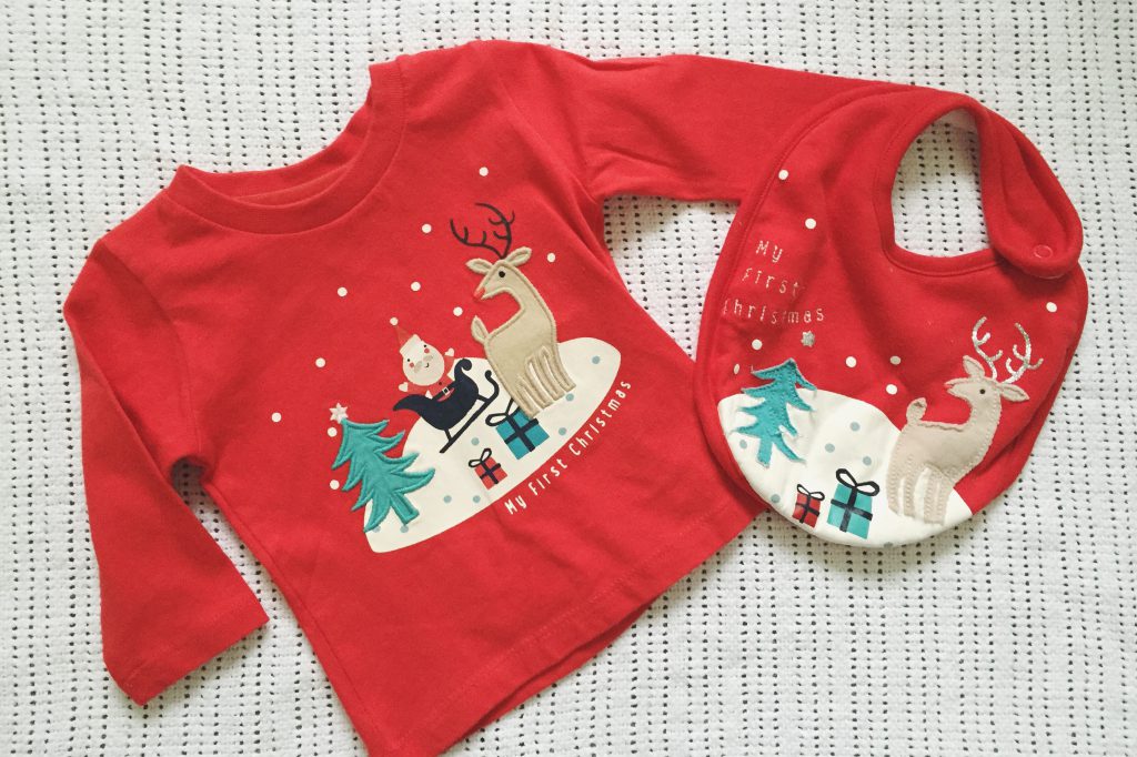 Marks and Spencer Baby's First Christmas top and bib