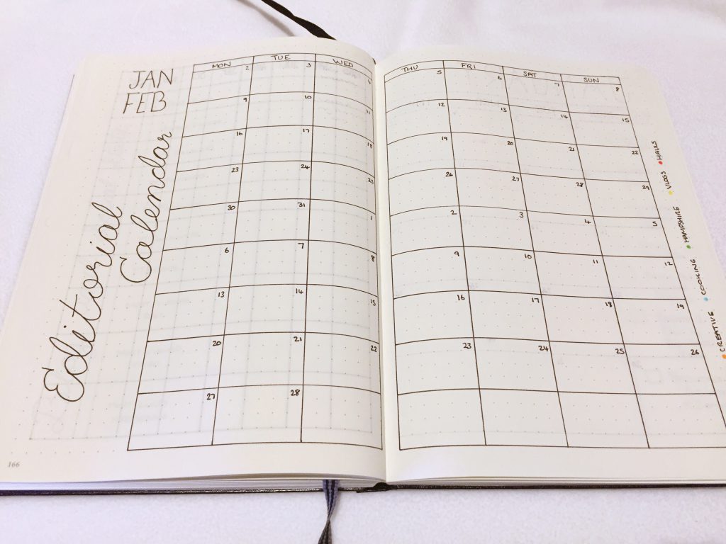 Bullet Journal 2017 editorial calendar