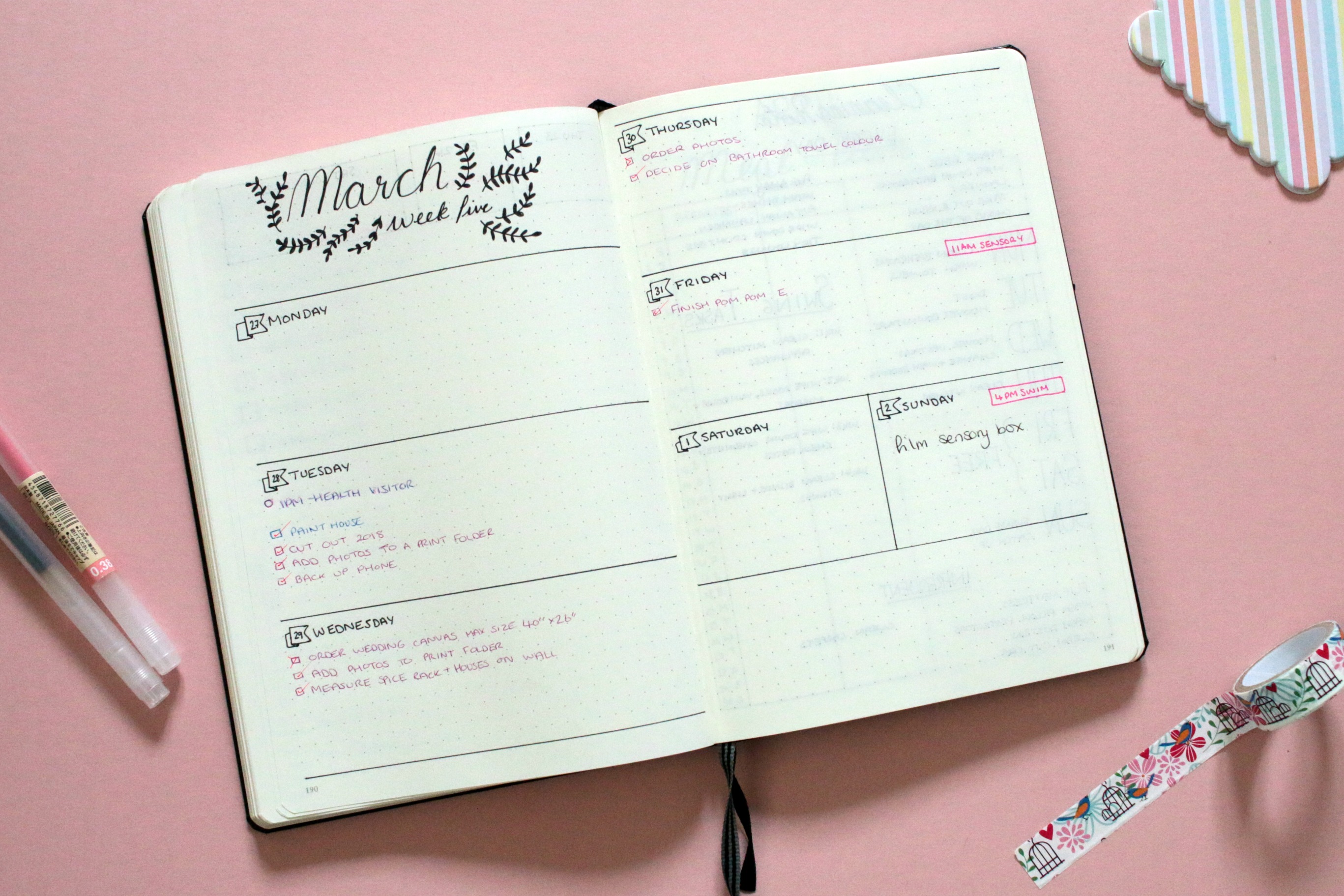 Bullet Journal Weekly Spread Template