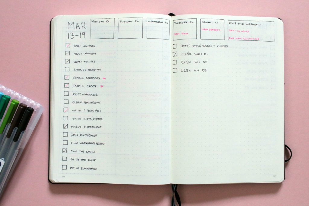 Bullet Journal Weekly Spread Ideas