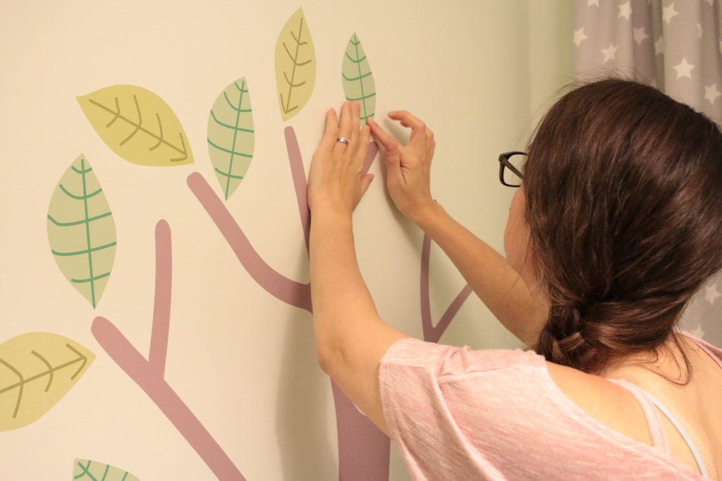 Eleanor's woodland theme nursery wall stickers. We picked them up from Parkins Interiors and they are amazing.