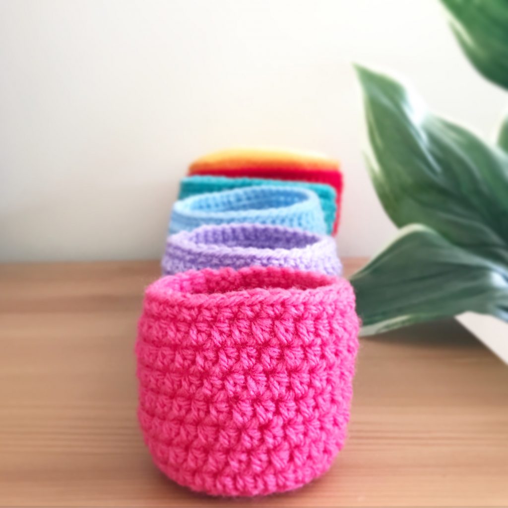 Rainbow crochet basket